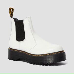 DR. MARTENS Women's 7/Men's 6 White Smooth Leather Platform Chelsea Boots Chunky